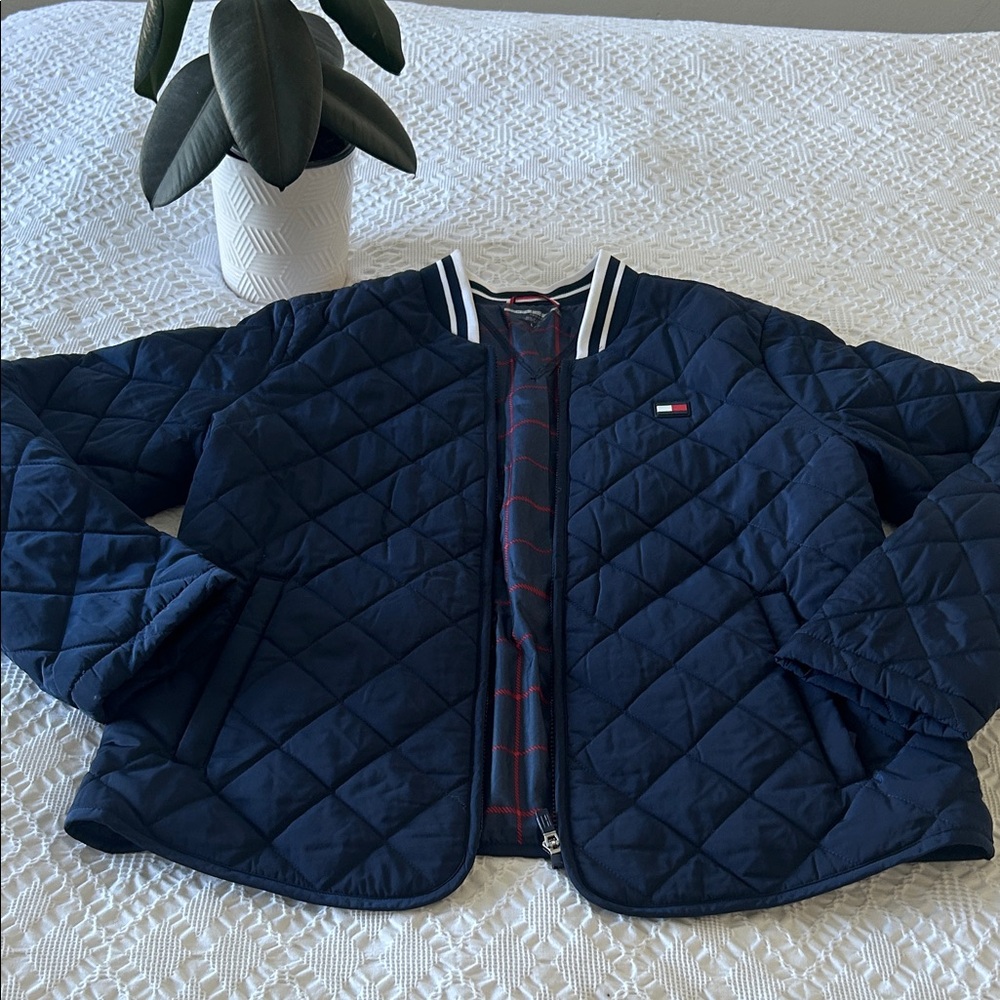 Tommy Hilfiger Navy Quilted Bomber Jacket